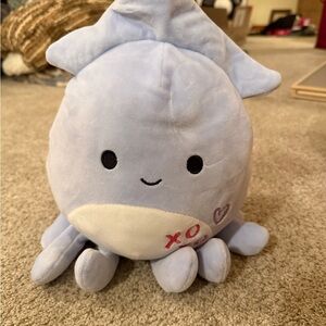 Squishmallows Light Blue Octopus Plush with Heart & XO Stitch